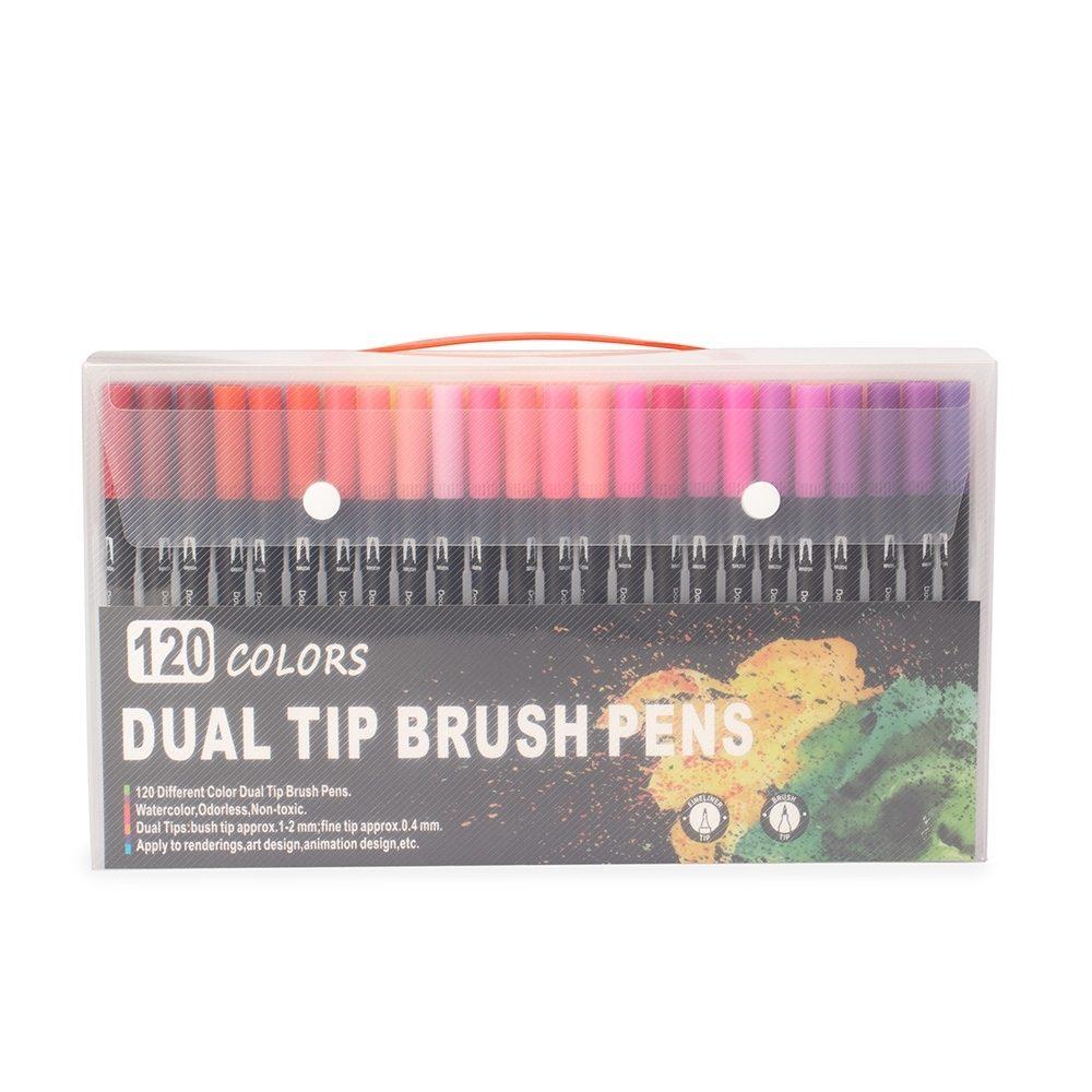 Kit canetinhas ponta dupla 120 cores CA1669 na cor Colorido e colorido, brinde personalizado Sky Brindes