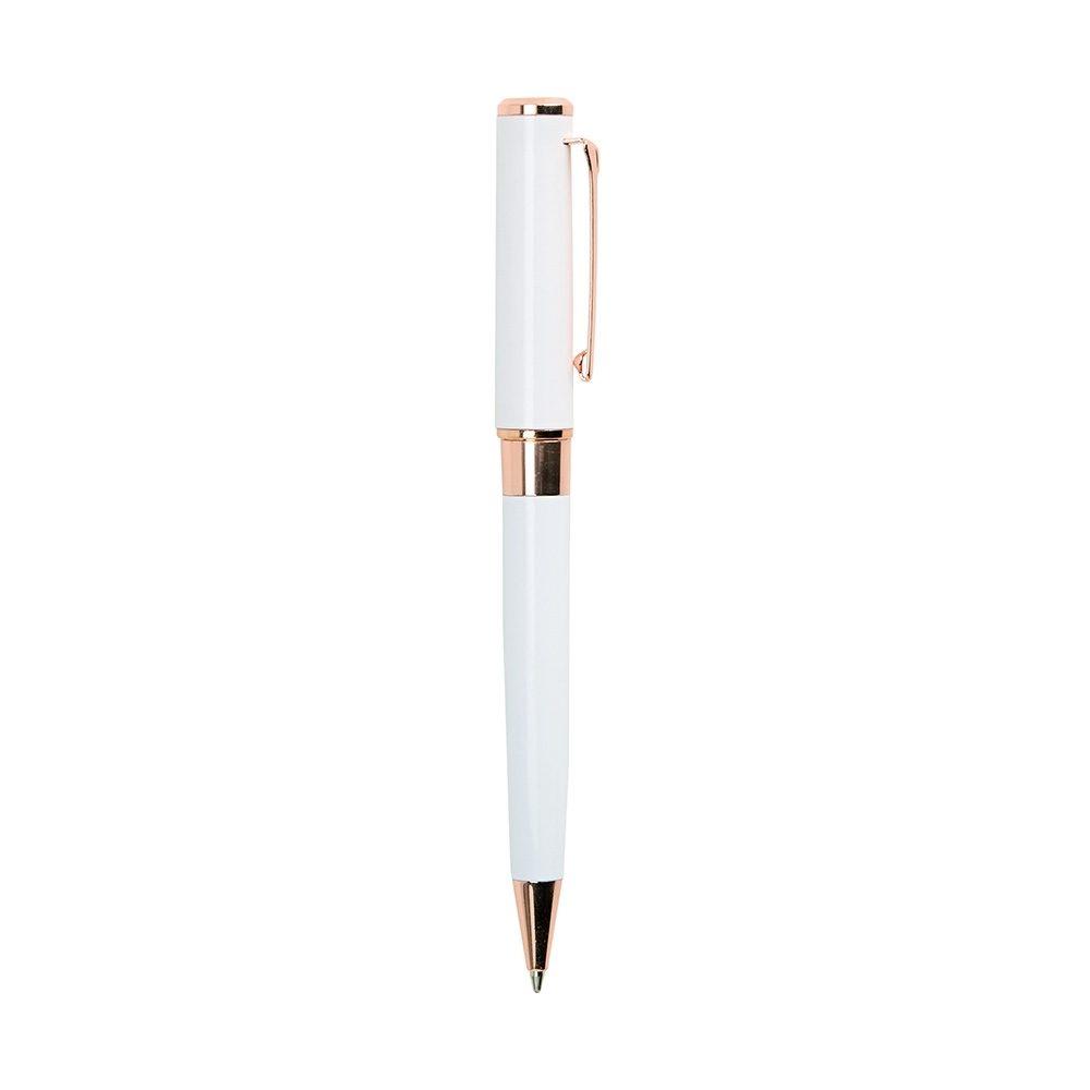 Caneta metal CA1672 na cor Branco e cobre, brinde personalizado Sky Brindes
