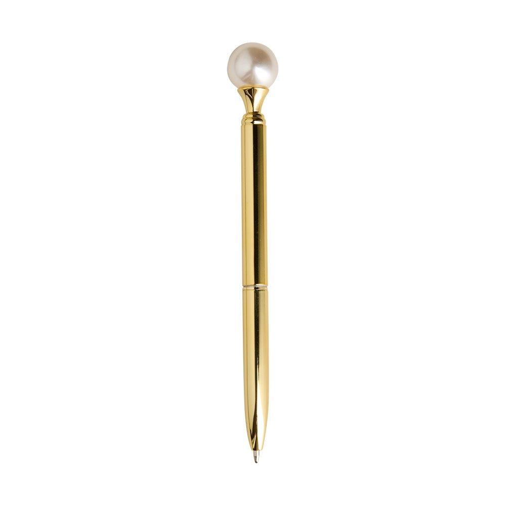 Caneta metal pérola CA1673 na cor Dourado e dourado, brinde personalizado Sky Brindes
