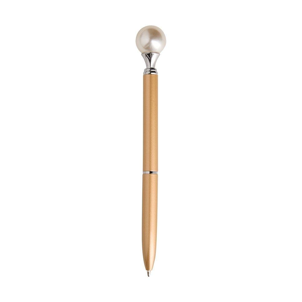 Caneta metal pérola CA1673 na cor Dourado e dourado, brinde personalizado Sky Brindes