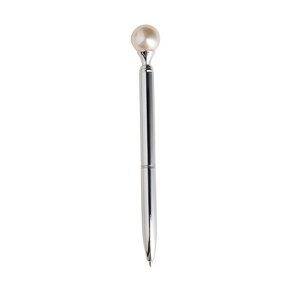 Caneta metal pérola CA1673 na cor Prata e prata, brinde personalizado Sky Brindes