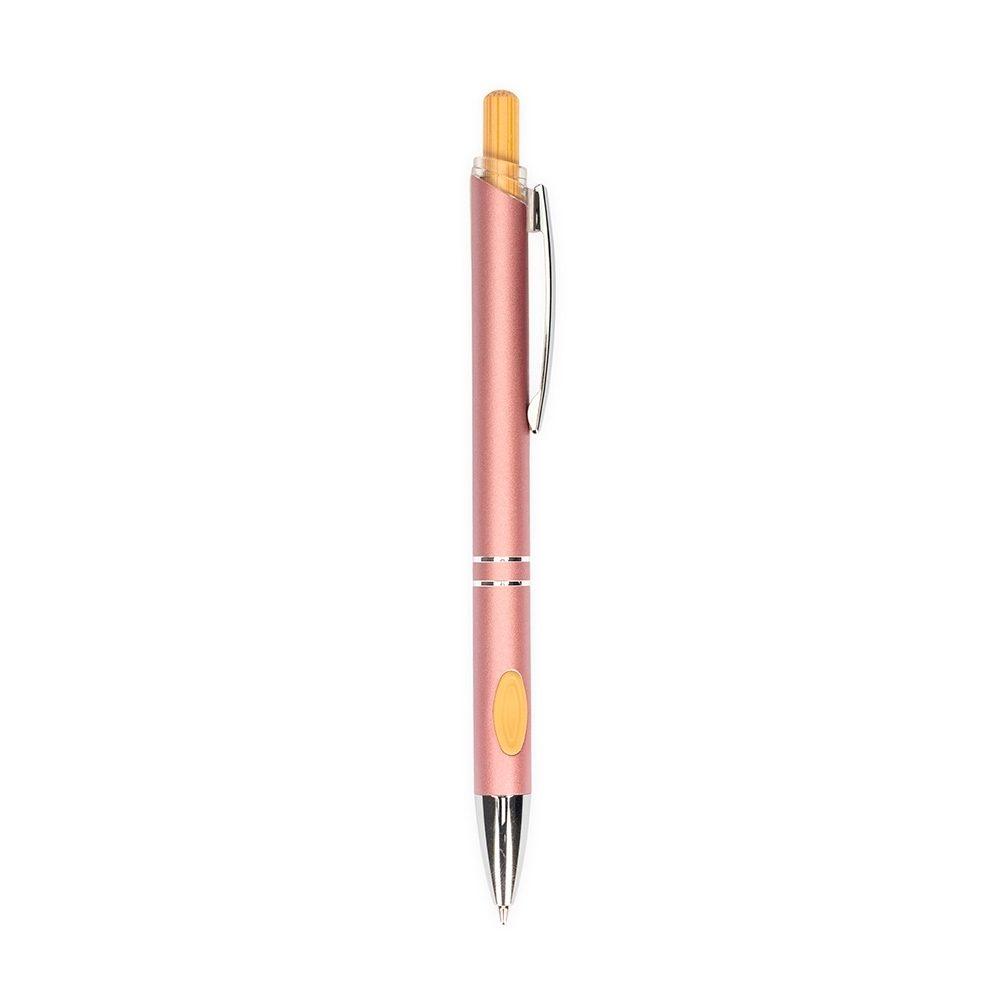 Caneta metal c detalhe em bambu CA1674 na cor Rosa, brinde personalizado Sky Brindes