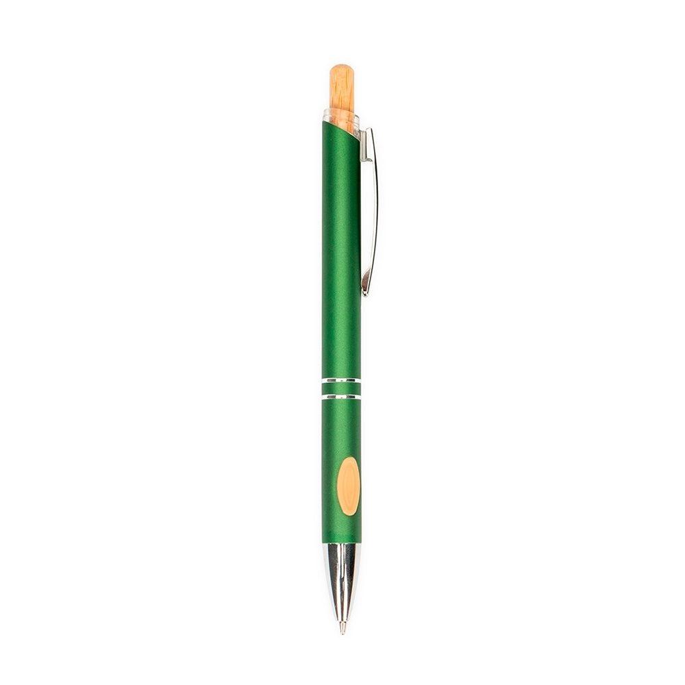 Caneta metal c detalhe em bambu CA1674 na cor Verde, brinde personalizado Sky Brindes