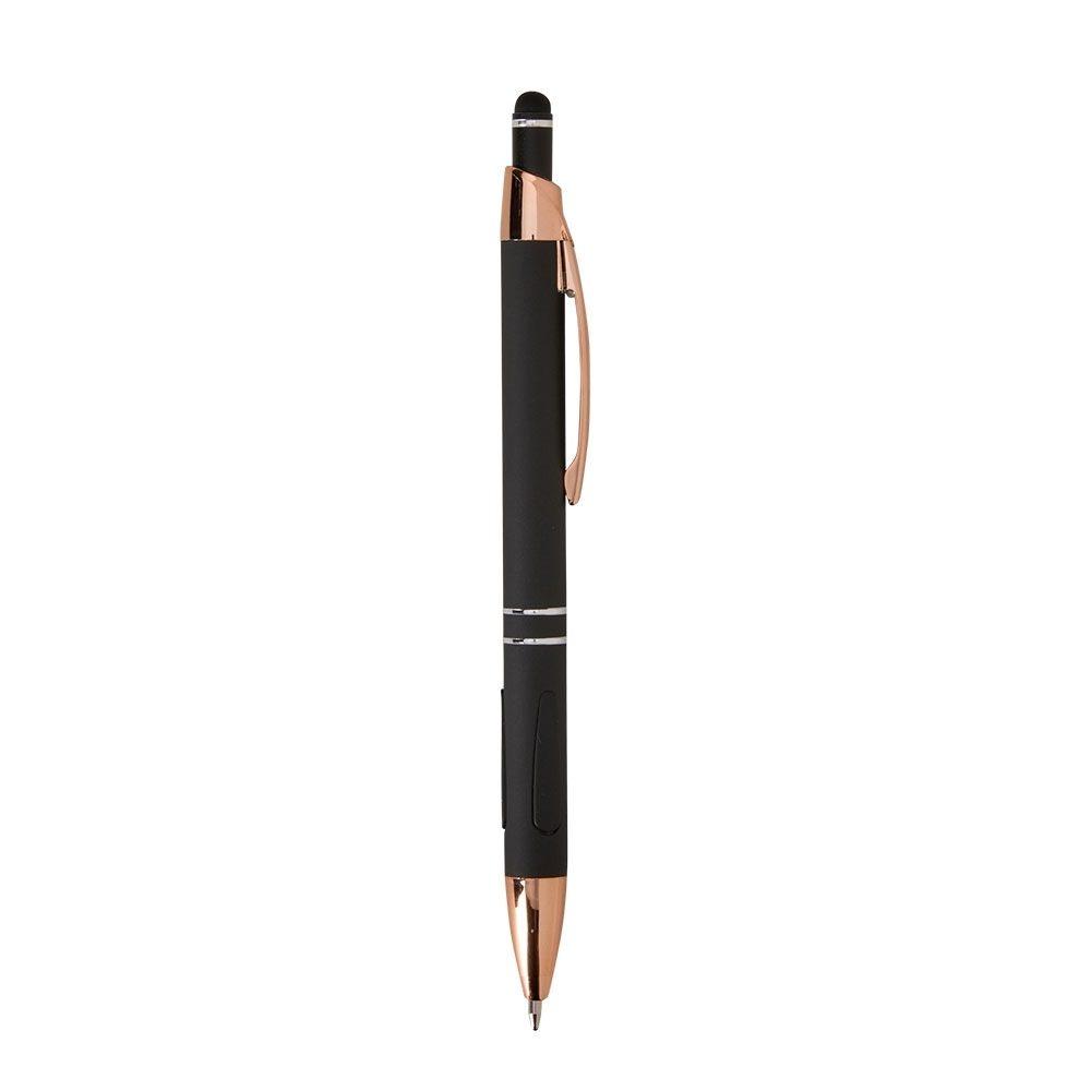 Caneta metal touch CA1675 na cor Preto e cobre, brinde personalizado Sky Brindes