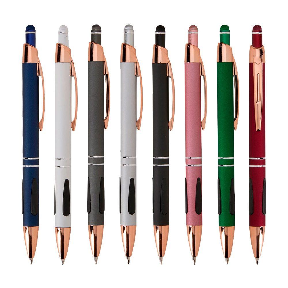 Caneta metal touch CA1675 na cor Chumbo e cobre, brinde personalizado Sky Brindes
