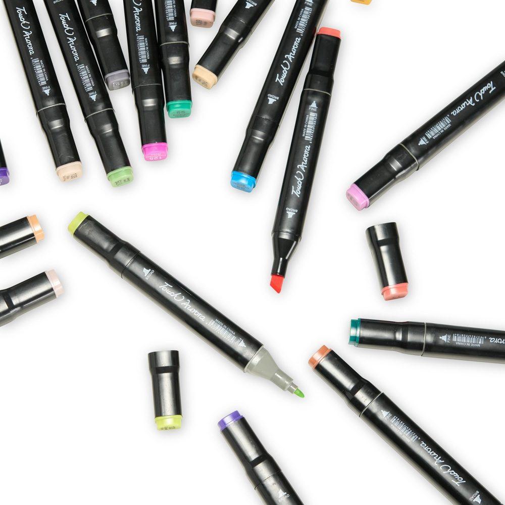 Kit canetas marcadoras pontas duplas 108 cores CA1676 na cor Colorido e colorido, brinde personalizado Sky Brindes
