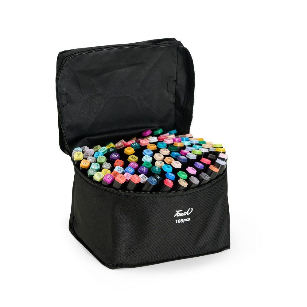 Kit canetas marcadoras pontas duplas 108 cores CA1676 na cor Colorido e colorido, brinde personalizado Sky Brindes