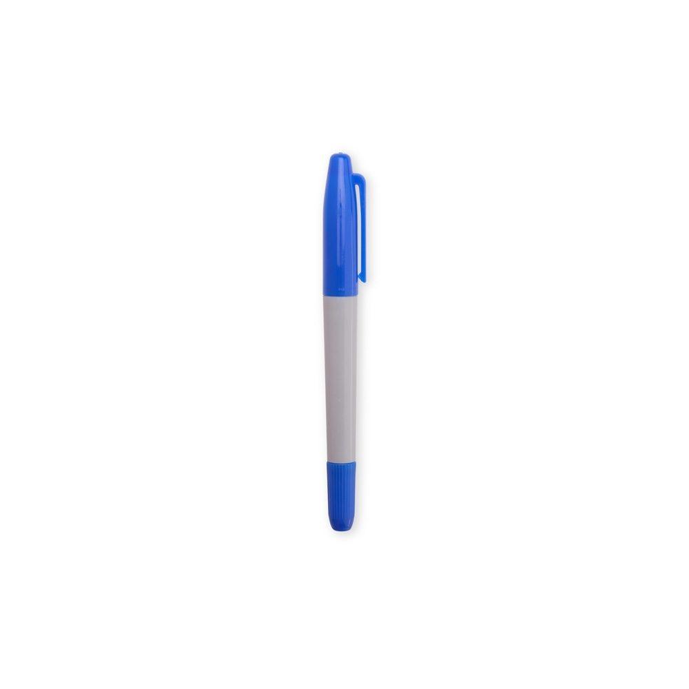 Caneta marcadora ponta dupla CA1679 na cor Cinza e azul, brinde personalizado Sky Brindes