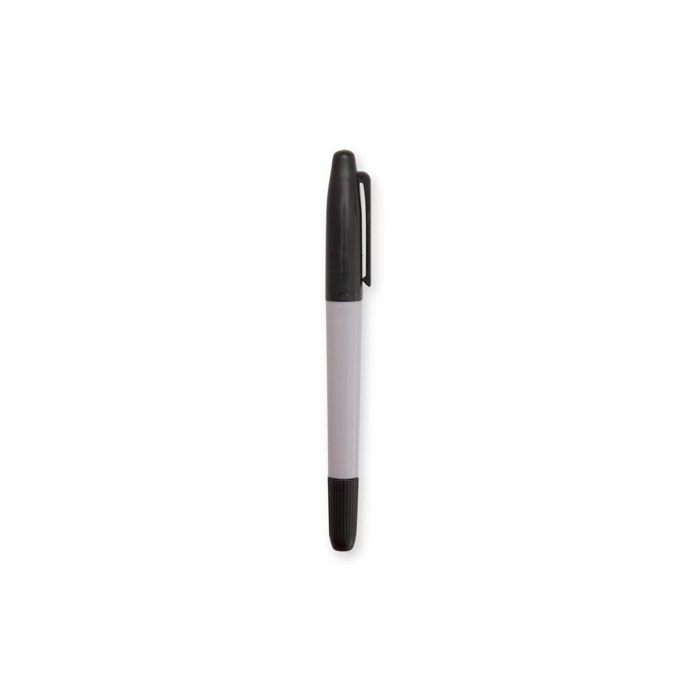 Caneta marcadora ponta dupla CA1679 na cor Prata e preto, brinde personalizado Sky Brindes