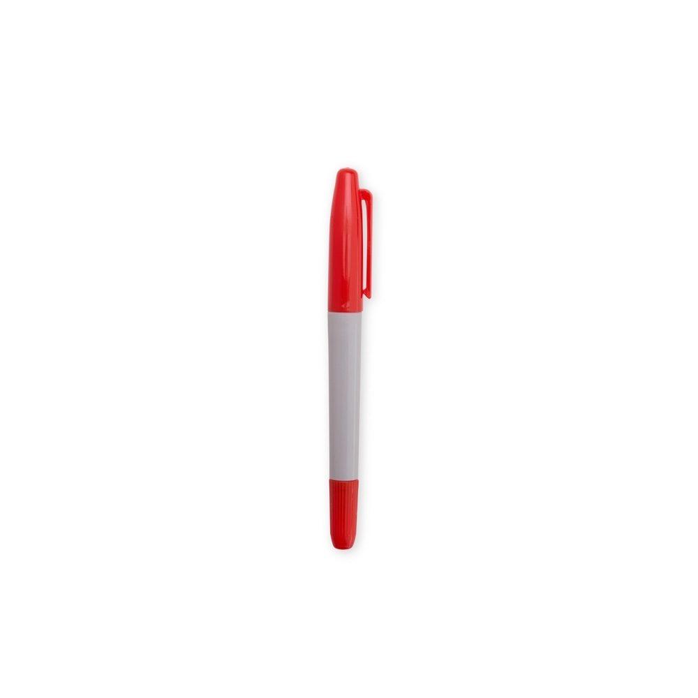 Caneta marcadora ponta dupla CA1679 na cor Cinza e vermelho, brinde personalizado Sky Brindes
