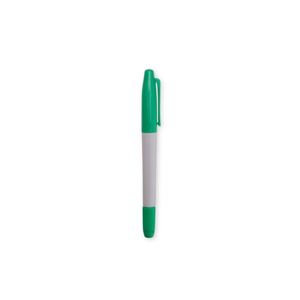 Caneta marcadora ponta dupla CA1679 na cor Cinza e verde, brinde personalizado Sky Brindes