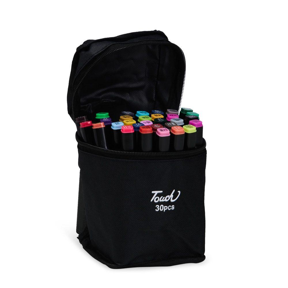 Kit canetas marcadoras pontas duplas 30 cores CA1689 na cor Colorido e colorido, brinde personalizado Sky Brindes