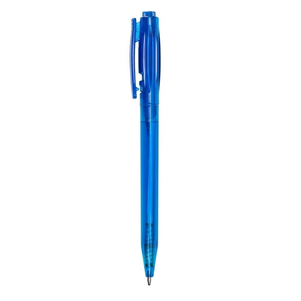 Caneta plástica CA1694 na cor Azul, brinde personalizado Sky Brindes