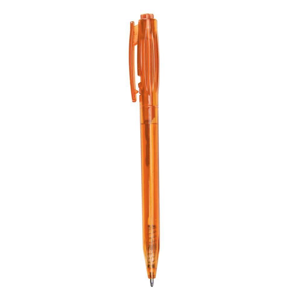 Caneta plástica CA1694 na cor Laranja, brinde personalizado Sky Brindes