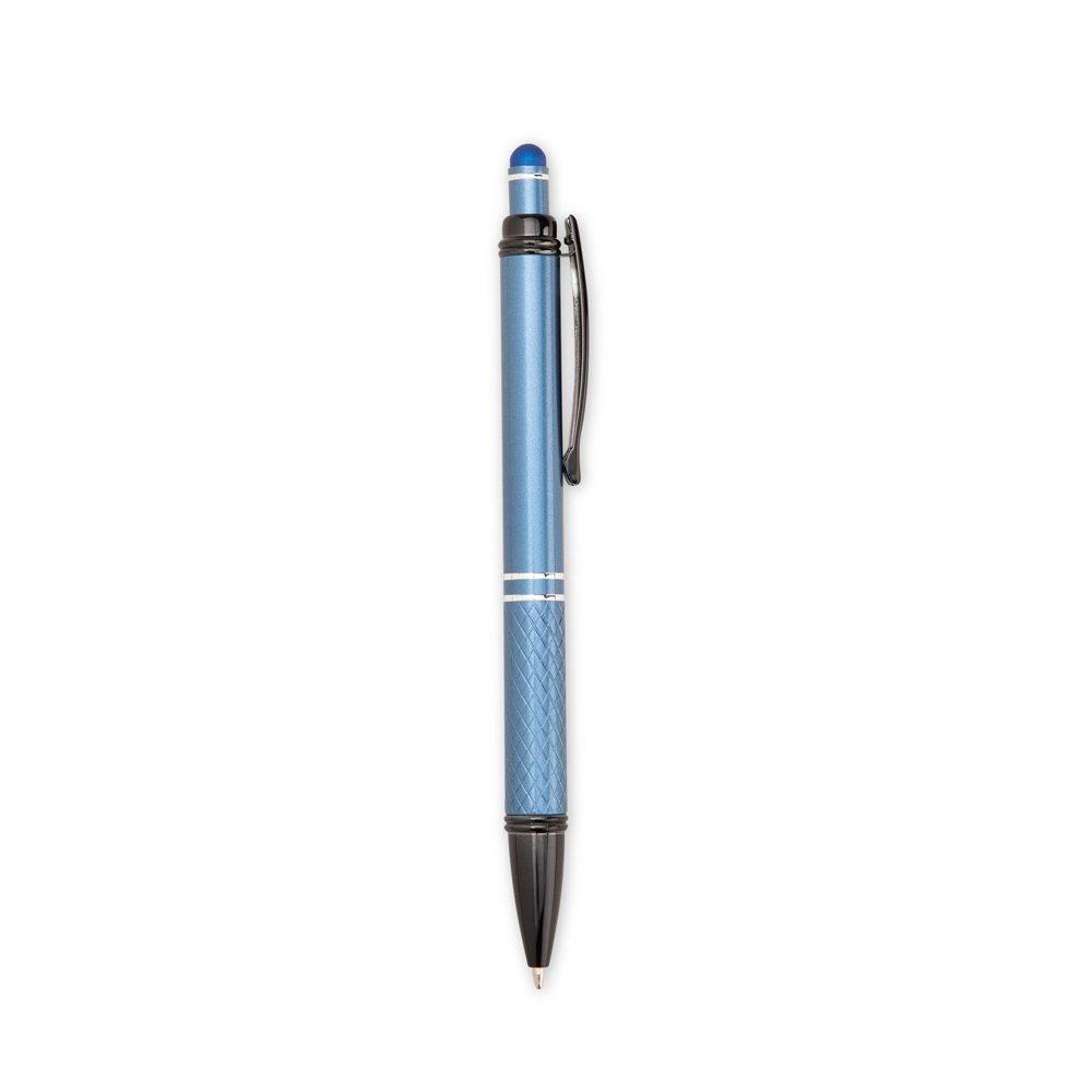 Caneta metal touch CA1696 na cor Azul e preto, brinde personalizado Sky Brindes