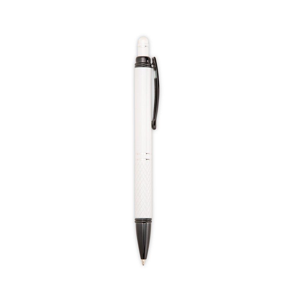 Caneta metal touch CA1696 na cor Branco e preto, brinde personalizado Sky Brindes