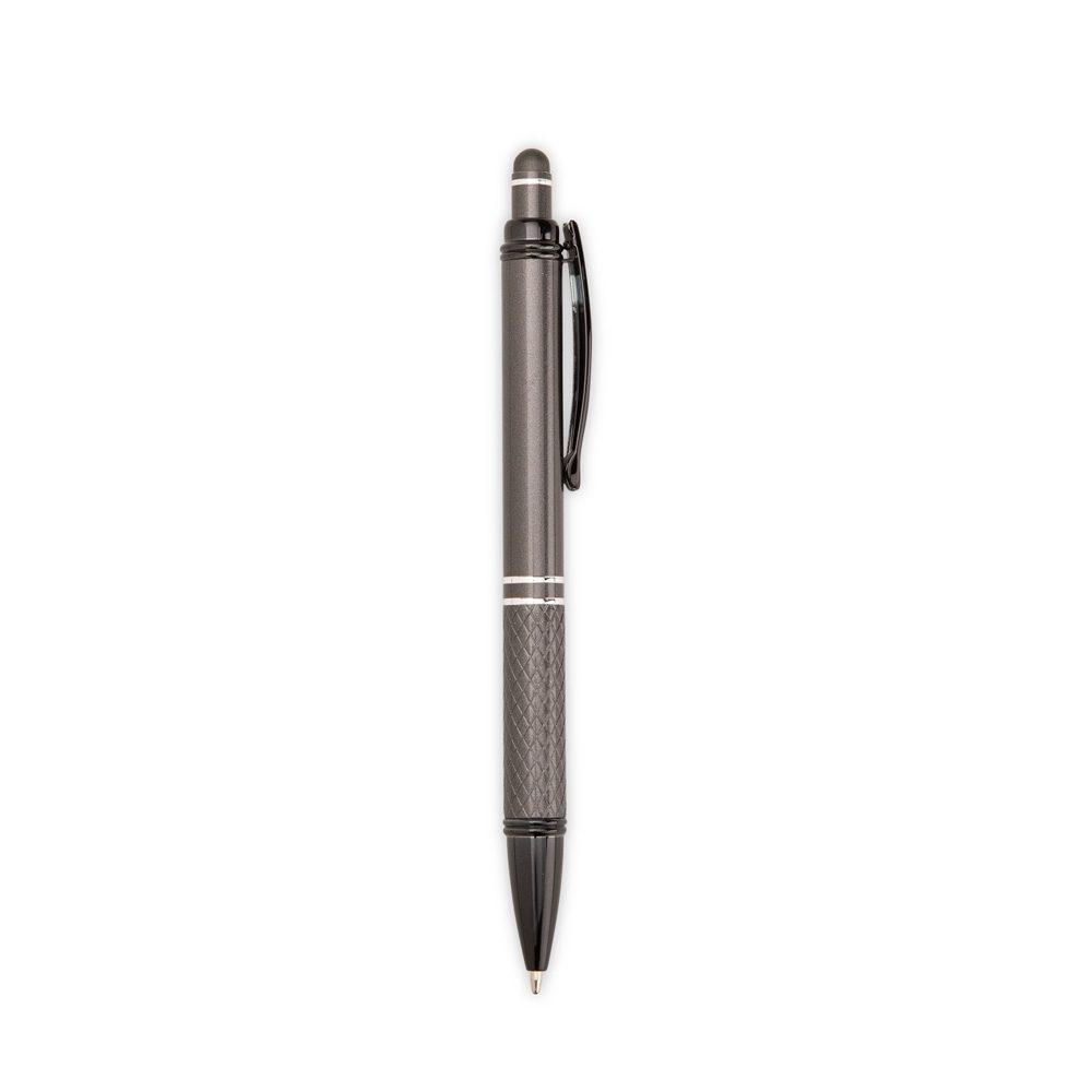 Caneta metal touch CA1696 na cor Chumbo e preto, brinde personalizado Sky Brindes