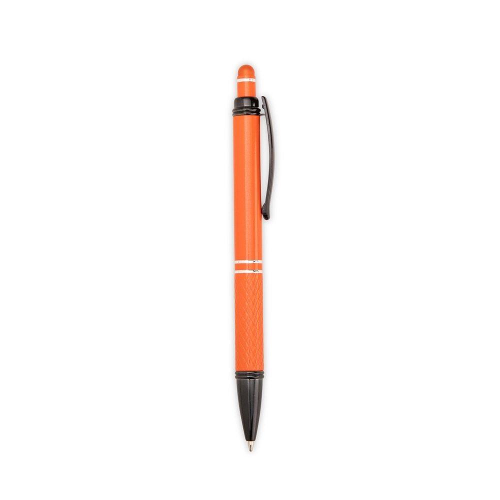 Caneta metal touch CA1696 na cor Laranja e preto, brinde personalizado Sky Brindes