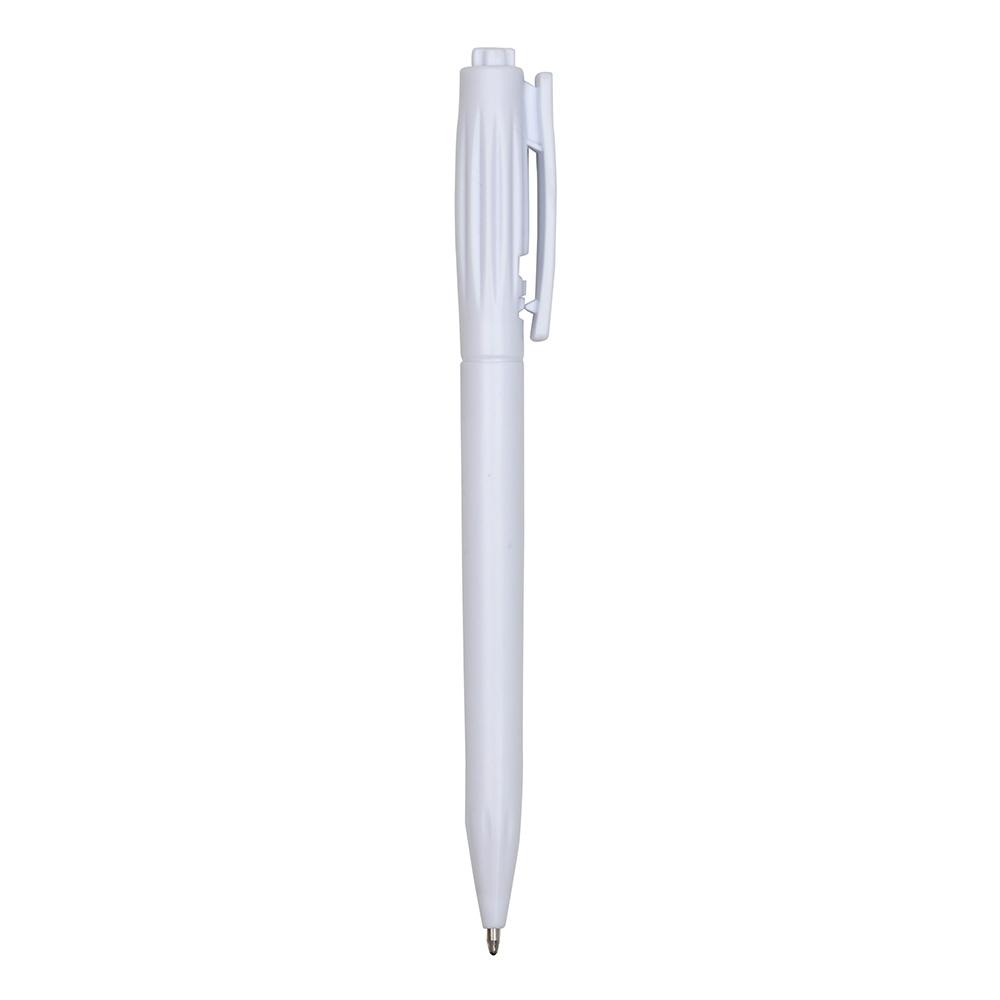 Caneta plástica CA1699 na cor Branco, brinde personalizado Sky Brindes