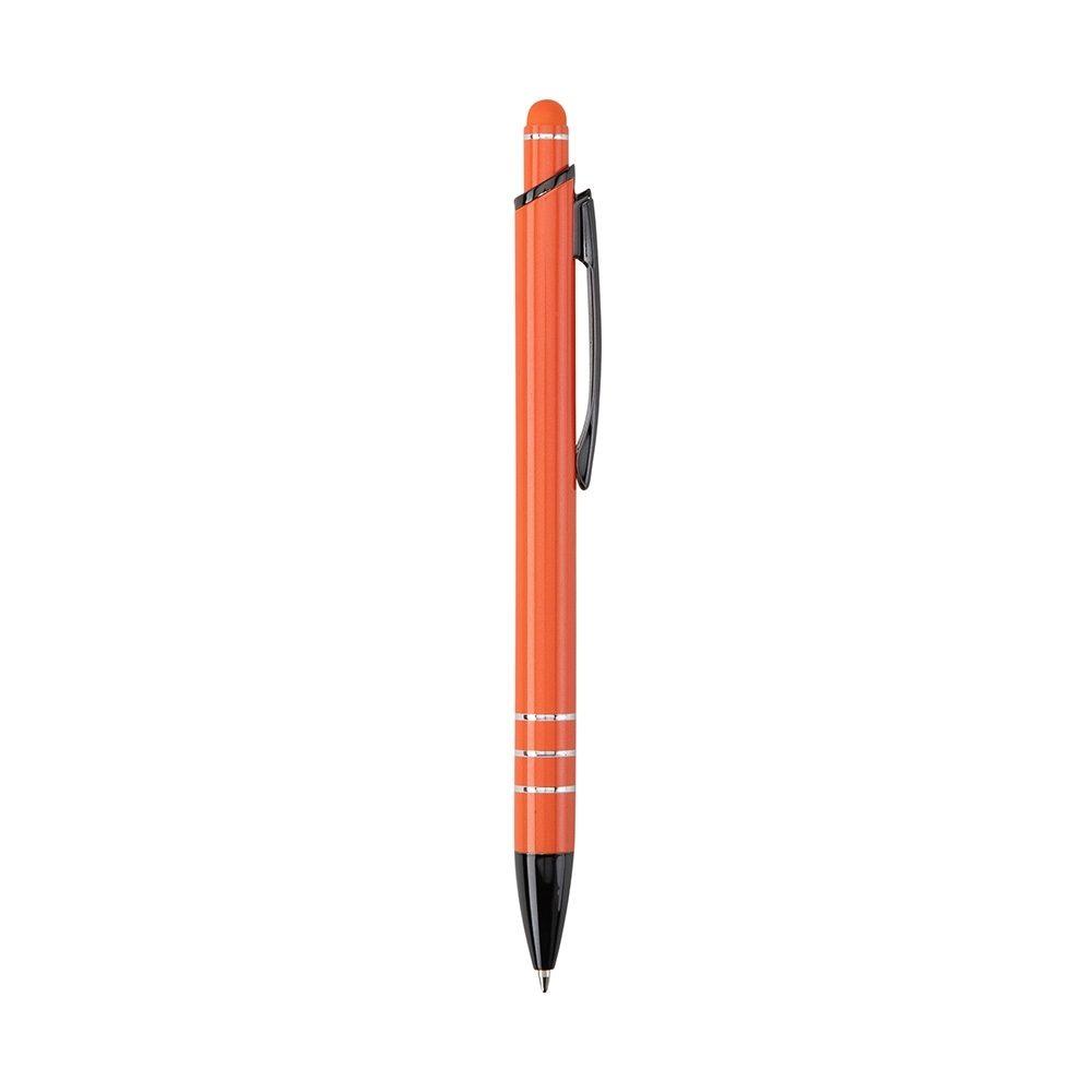 Caneta metal touch CA1702 na cor Laranja e preto, brinde personalizado Sky Brindes
