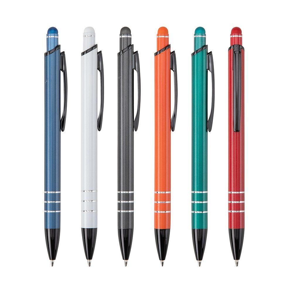 Caneta metal touch CA1702 na cor Vermelho e preto, brinde personalizado Sky Brindes