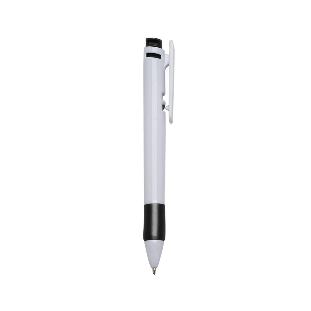 Caneta plástica CA1725 na cor Branco e preto, brinde personalizado Sky Brindes