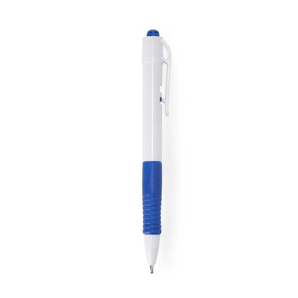 Caneta plástica com carga preta CA1728 na cor Branco e preto, brinde personalizado Sky Brindes