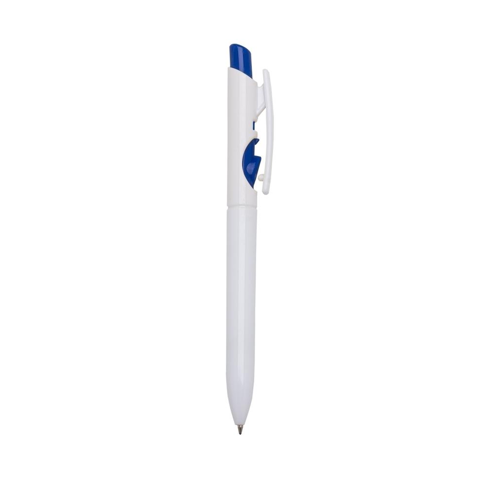 Caneta plástica CA1731 na cor Azul e branco, brinde personalizado Sky Brindes