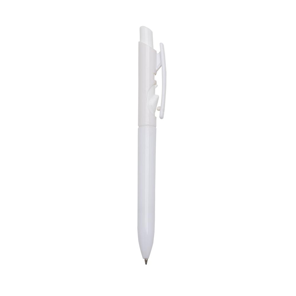 Caneta plástica CA1731 na cor Branco e branco, brinde personalizado Sky Brindes
