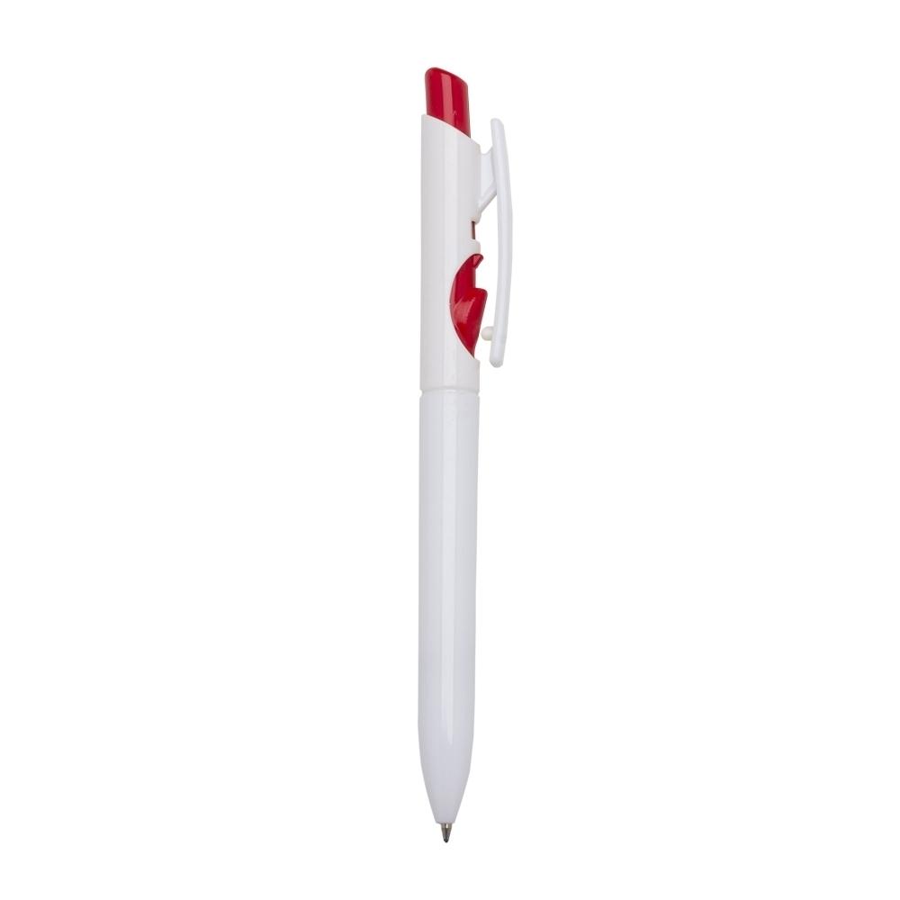 Caneta plástica CA1731 na cor Vermelho e branco, brinde personalizado Sky Brindes