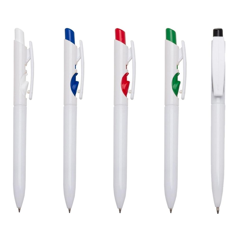 Caneta plástica CA1731 na cor Vermelho e branco, brinde personalizado Sky Brindes