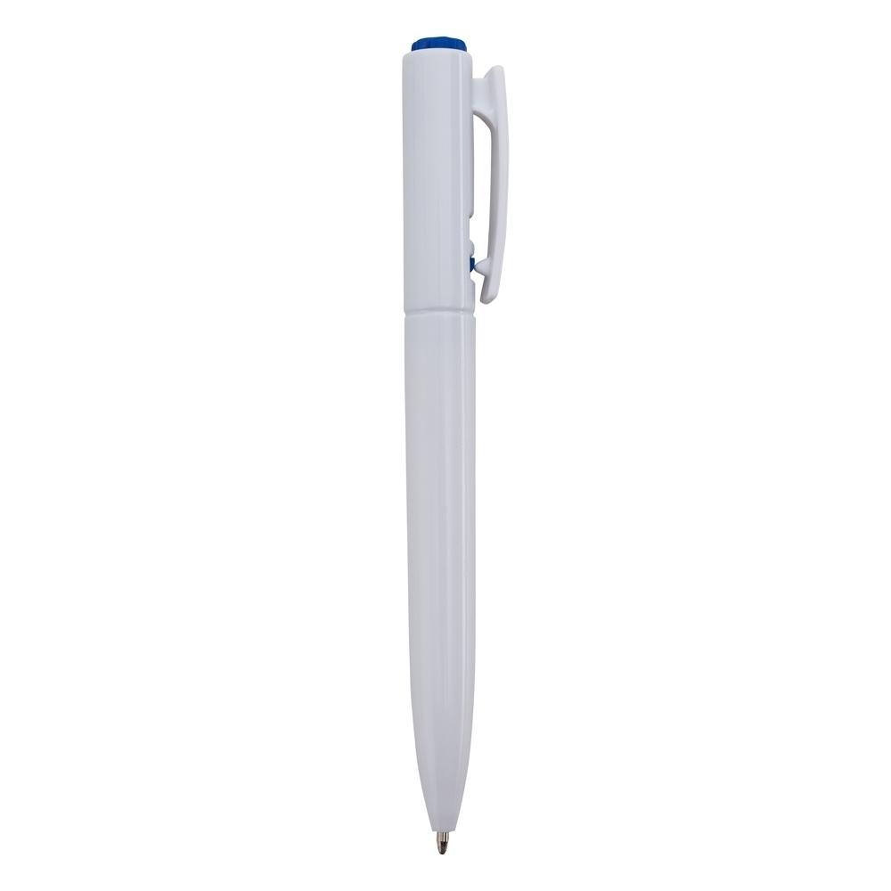 Caneta plástica CA1736 na cor Azul e branco, brinde personalizado Sky Brindes