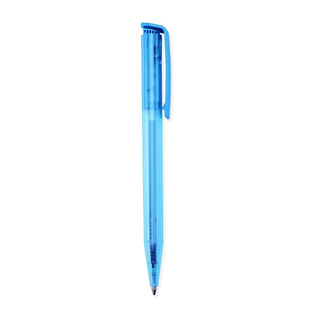Caneta plástica CA1737 na cor Azul celeste, brinde personalizado Sky Brindes