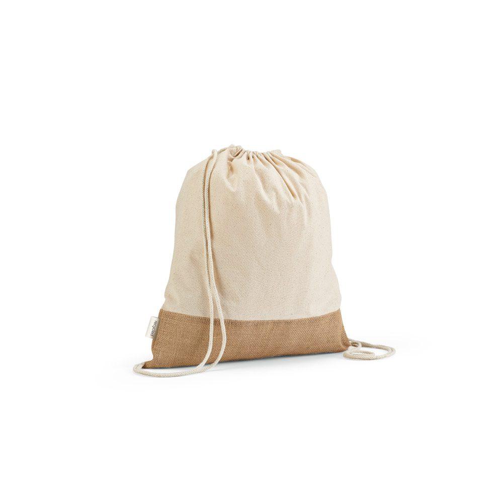 Sacola tipo mochila em algodão e poliéster reciclado. DI1496 na cor Único, brinde personalizado Sky Brindes