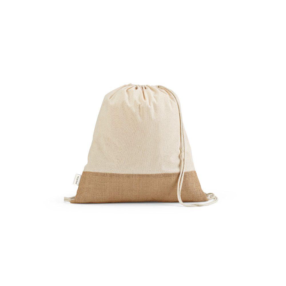 Sacola tipo mochila em algodão e poliéster reciclado. DI1496 na cor Único, brinde personalizado Sky Brindes