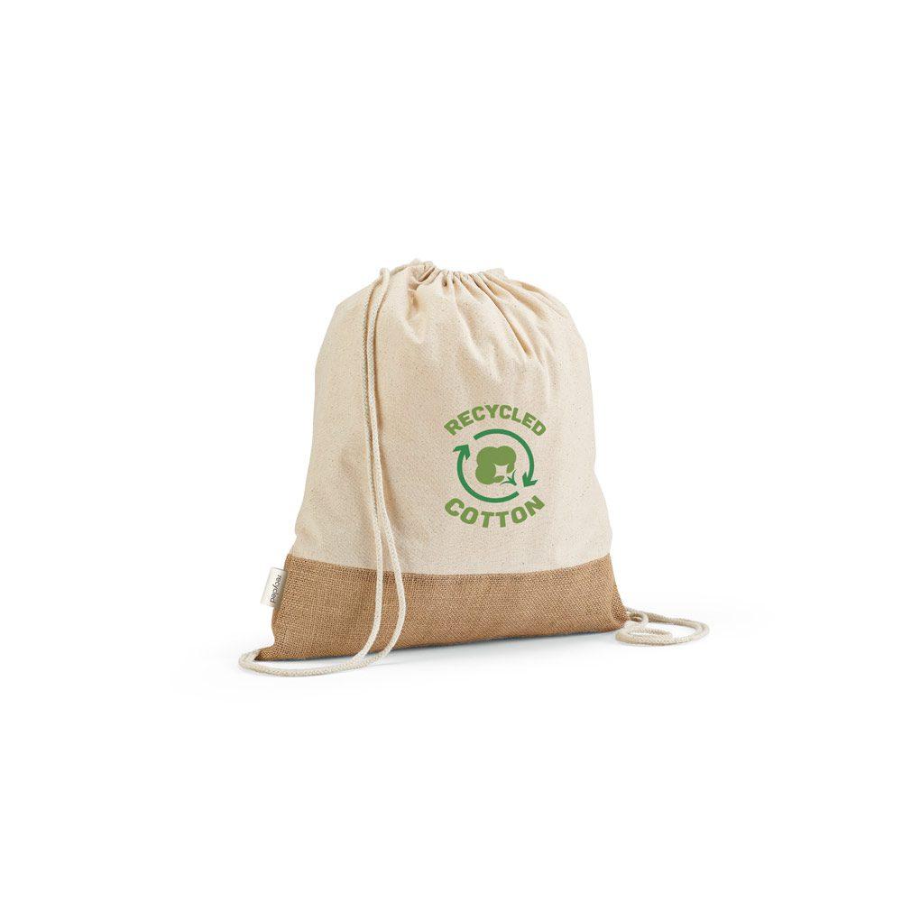 Sacola tipo mochila em algodão e poliéster reciclado. DI1496 na cor Único, brinde personalizado Sky Brindes
