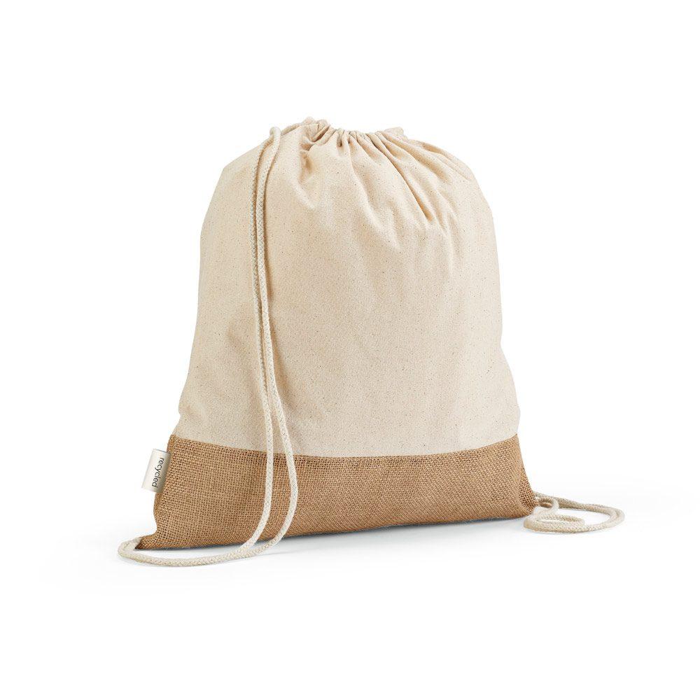 Sacola tipo mochila em algodão e poliéster reciclado. DI1496 na cor Único, brinde personalizado Sky Brindes
