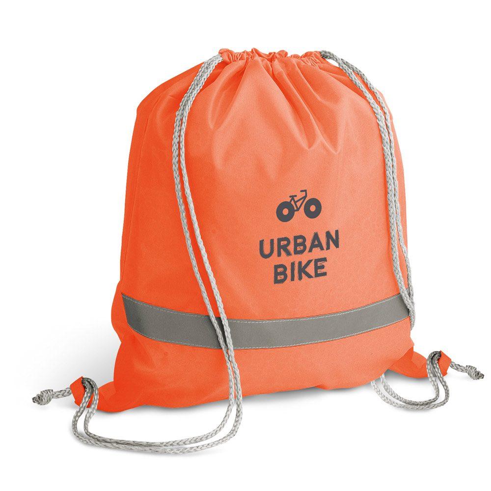 Saco tipo mochila em 210D DI1509 na cor Laranja, brinde personalizado Sky Brindes