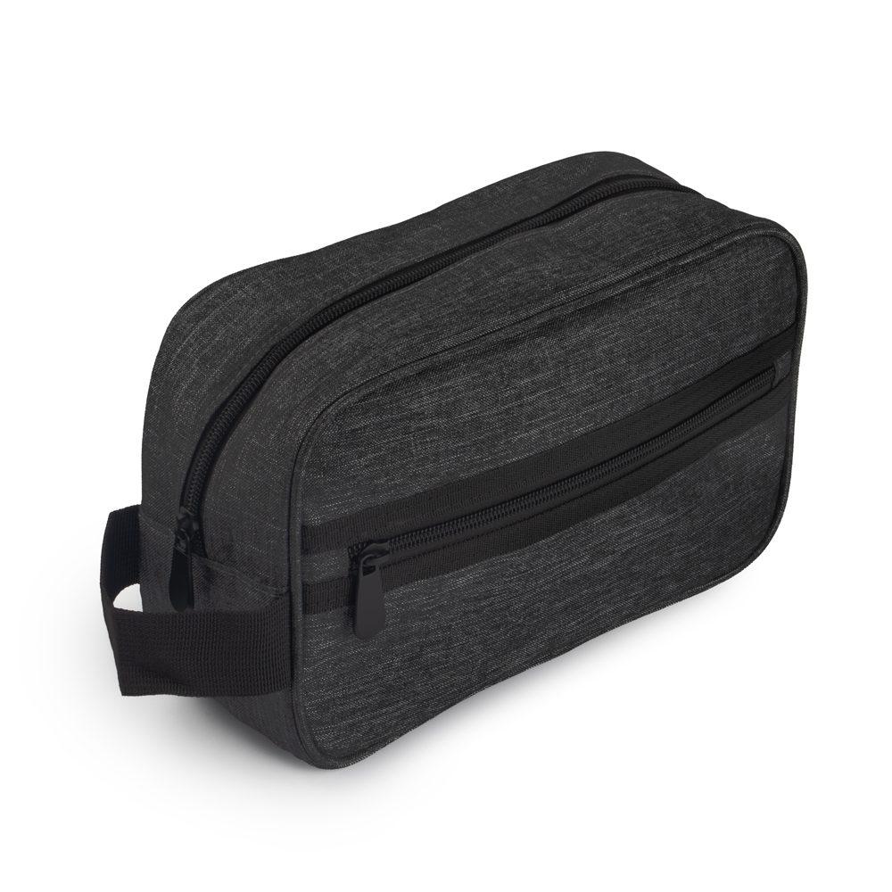 Necessarie em poliéster DI1553 na cor Preto, brinde personalizado Sky Brindes