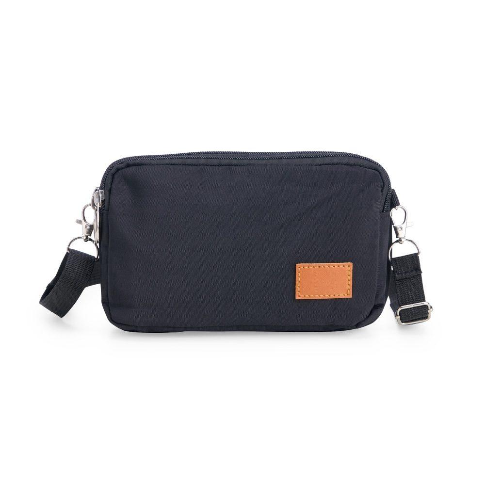 Mini Bolsa Transversal DI1654 na cor Preto, brinde personalizado Sky Brindes