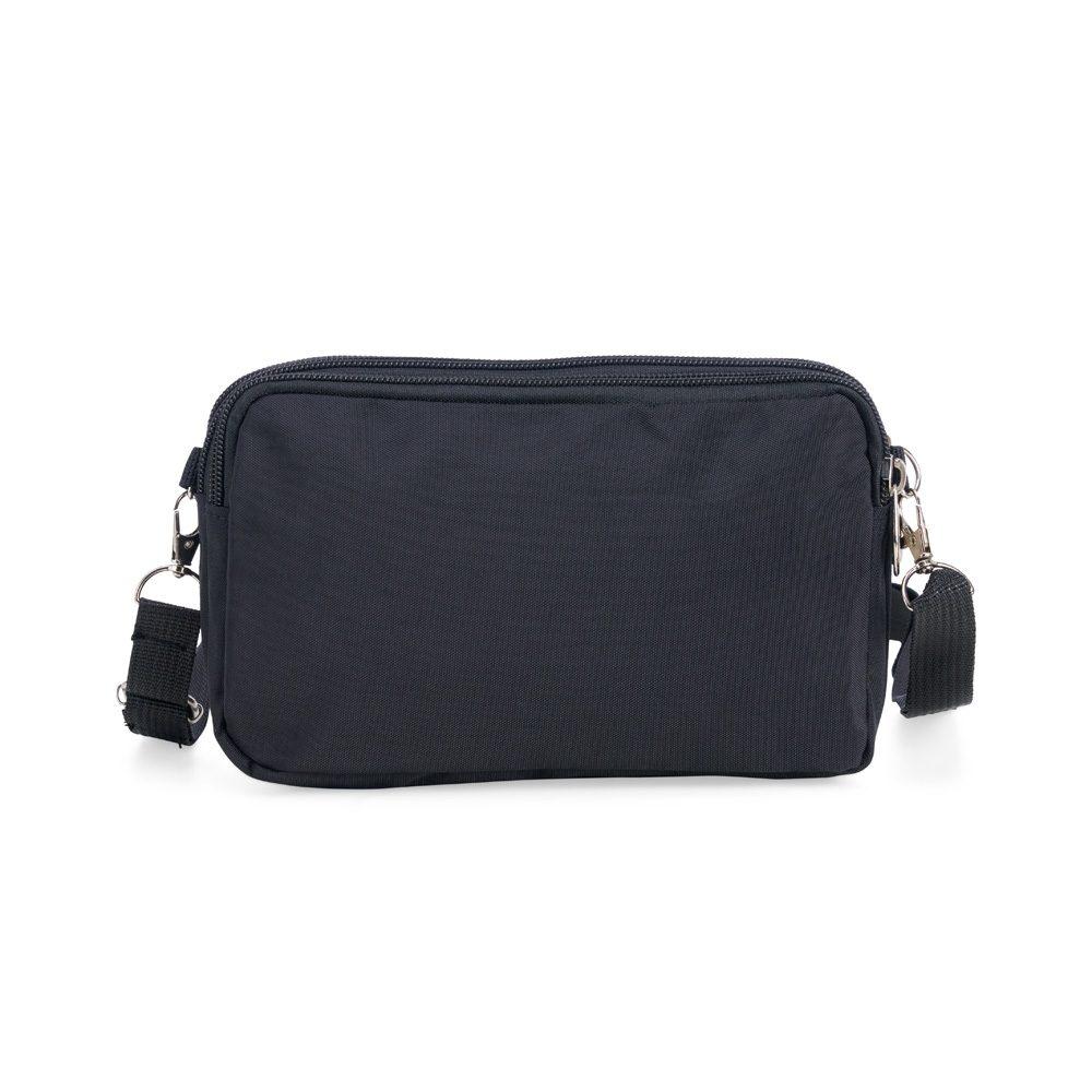Mini Bolsa Transversal DI1654 na cor Preto, brinde personalizado Sky Brindes
