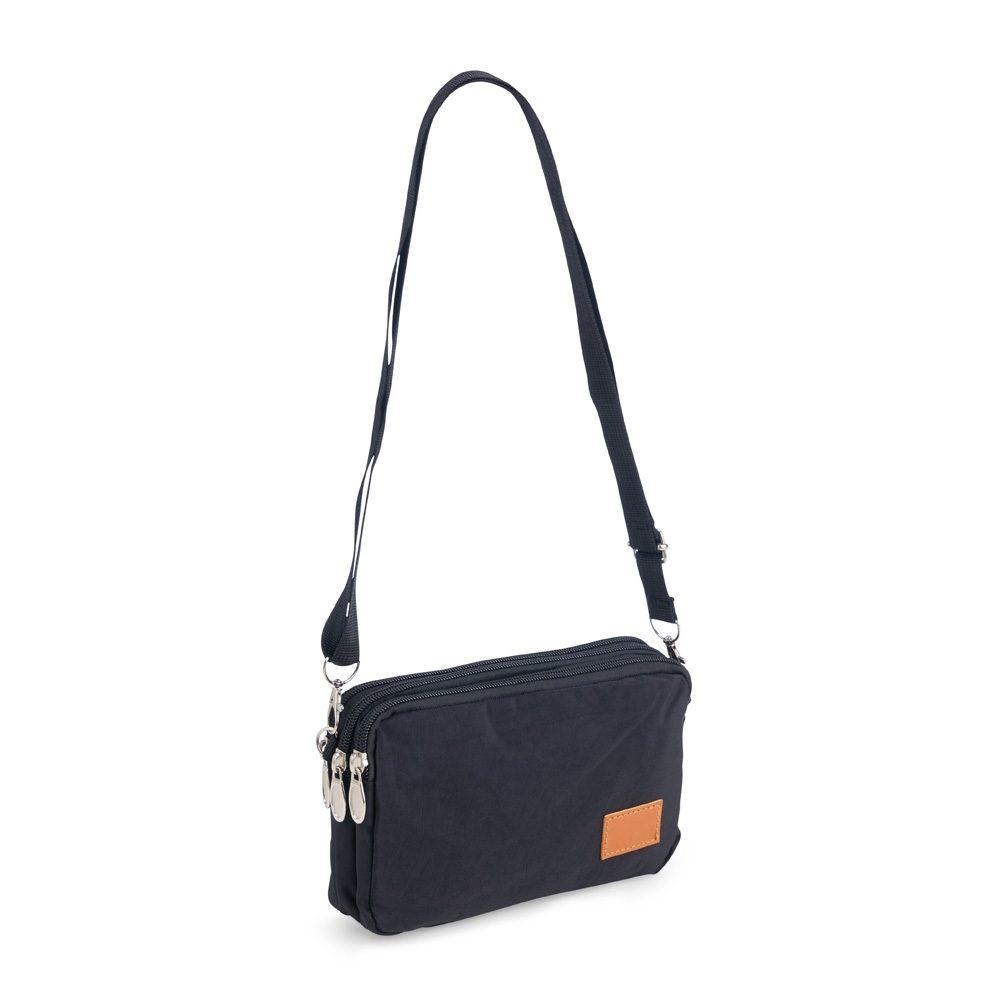 Mini Bolsa Transversal DI1654 na cor Preto, brinde personalizado Sky Brindes