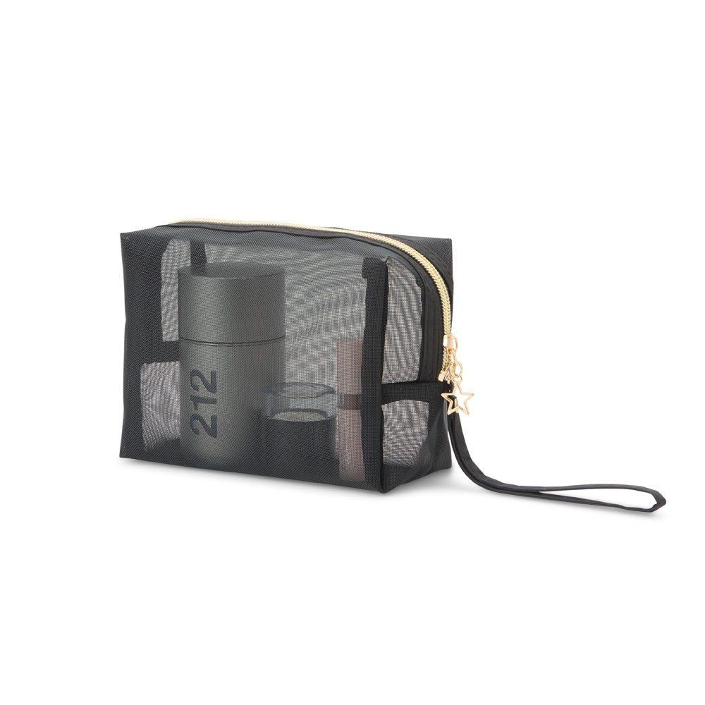 Nécessaire em Nylon DI1672 na cor Preto, brinde personalizado Sky Brindes
