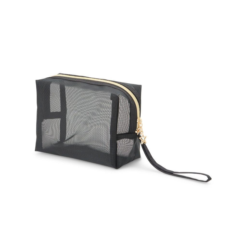 Nécessaire em Nylon DI1672 na cor Preto, brinde personalizado Sky Brindes