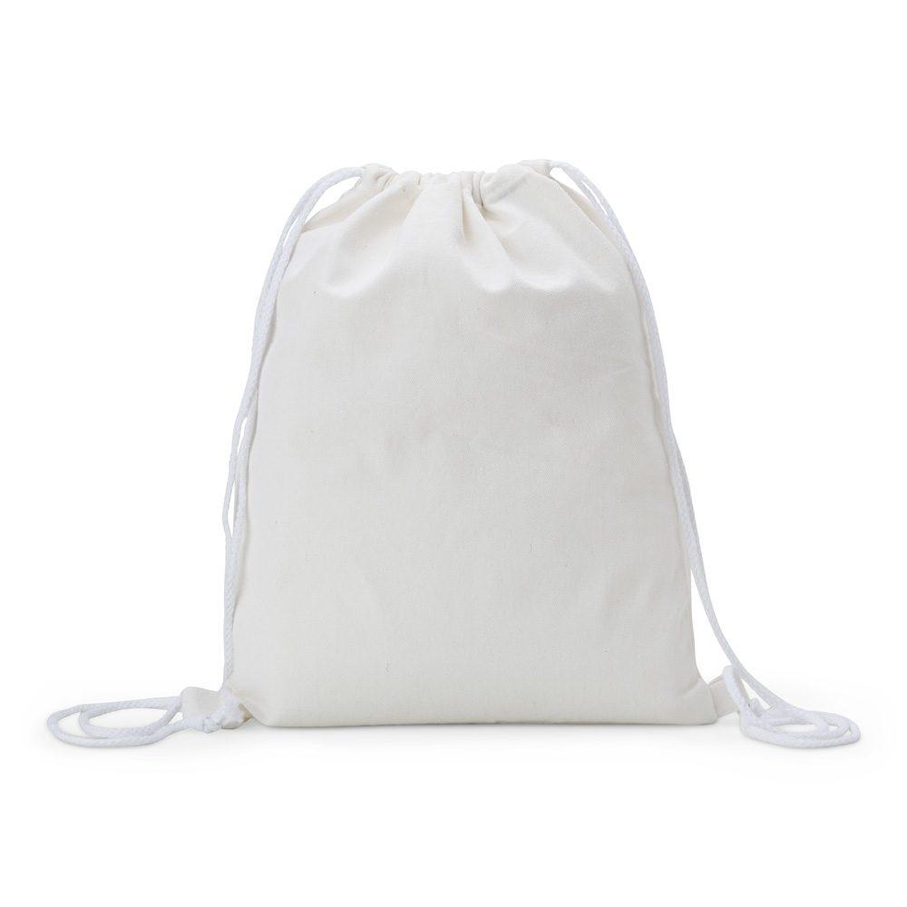 Sacochila em Algodão DI1712 na cor Branco, brinde personalizado Sky Brindes