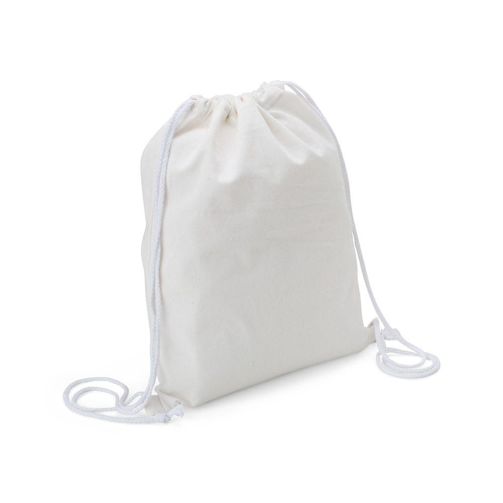 Sacochila em Algodão DI1712 na cor Branco, brinde personalizado Sky Brindes