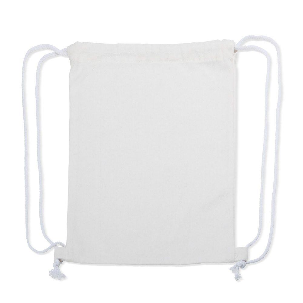 Sacochila em Algodão DI1712 na cor Branco, brinde personalizado Sky Brindes