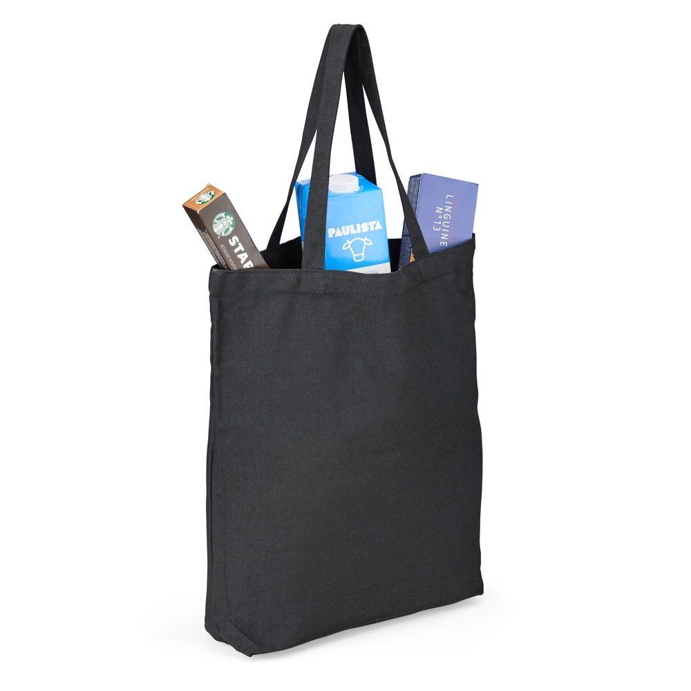 Sacola de Algodão DI1713 na cor Preto, brinde personalizado Sky Brindes