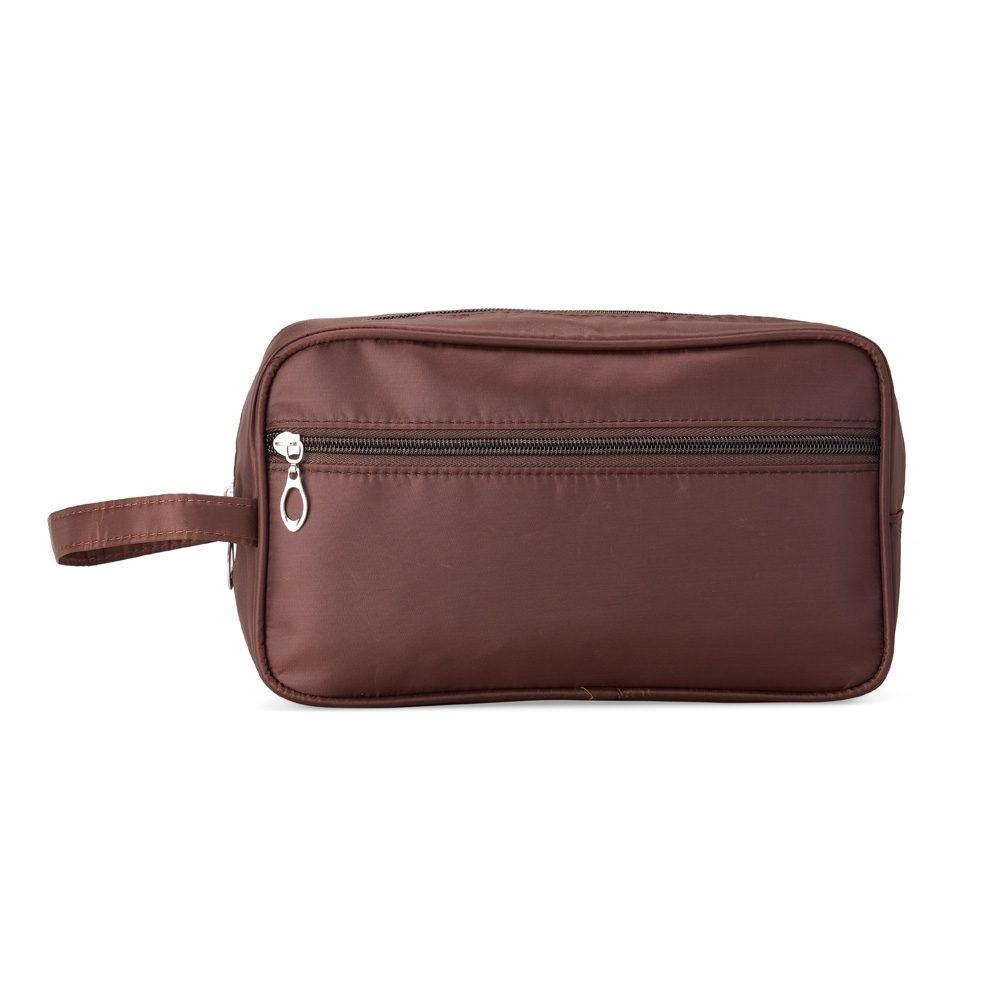 Necessaire Poliéster Resistente à água DI1720 na cor Marrom, brinde personalizado Sky Brindes