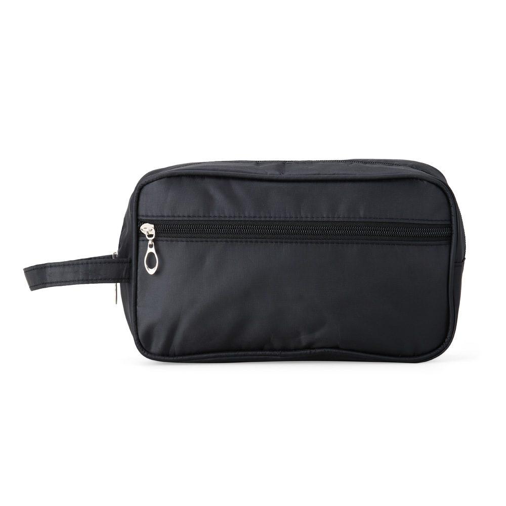 Necessaire Poliéster Resistente à água DI1720 na cor Preto, brinde personalizado Sky Brindes